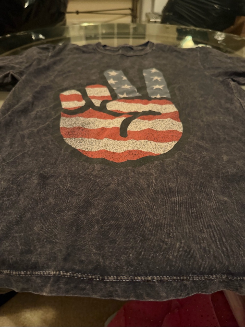 Graphic Tee with American Flag Peace Sign